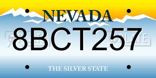 8BCT257 Nevada License Plate