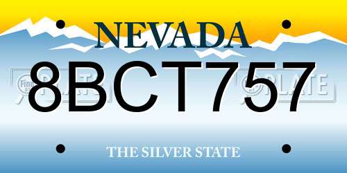 8BCT757 Nevada License Plate