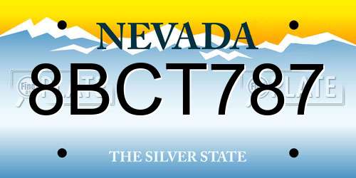 8BCT787 Nevada License Plate