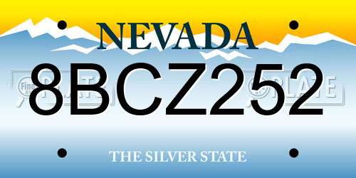 8BCZ252 Nevada License Plate