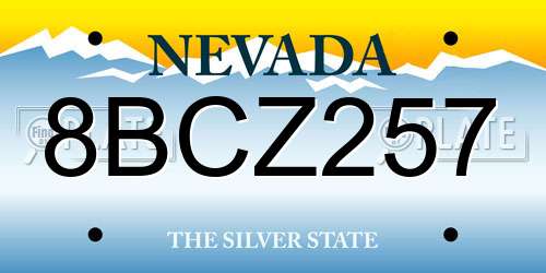 8BCZ257 Nevada License Plate