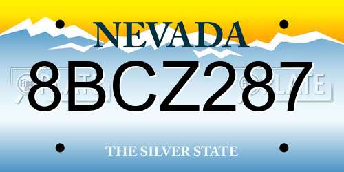 8BCZ287 Nevada License Plate