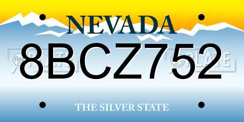 8BCZ752 Nevada License Plate