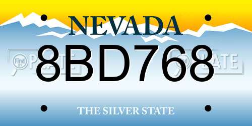 8BD768 Nevada License Plate
