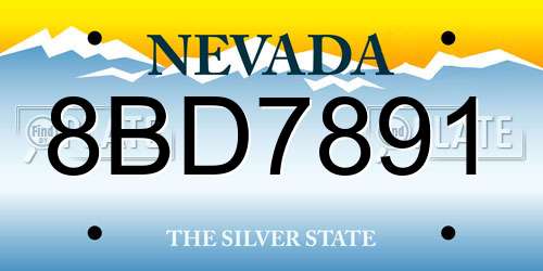 8BD7891 Nevada License Plate