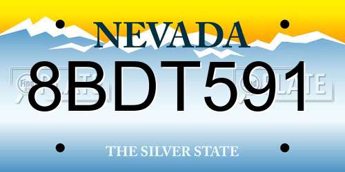 8BDT591 Nevada License Plate