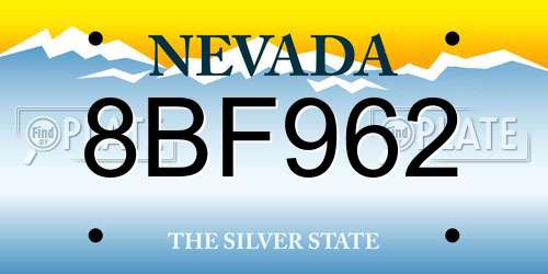 8BF962 Nevada License Plate