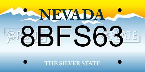8BFS63 Nevada License Plate