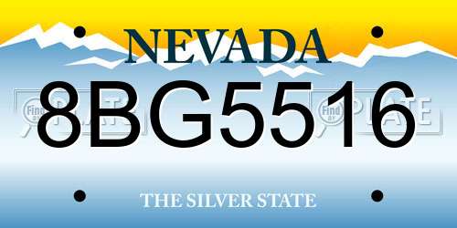 8BG5516 Nevada License Plate