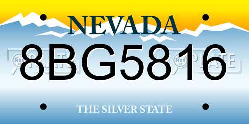 8BG5816 Nevada License Plate