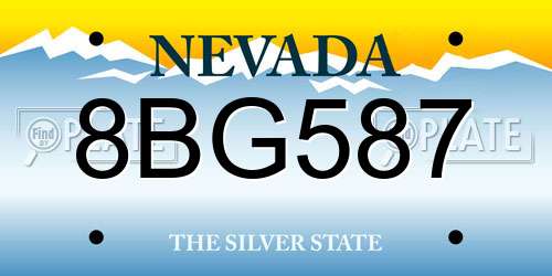 8BG587 Nevada License Plate