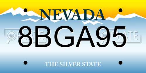 8BGA95 Nevada License Plate