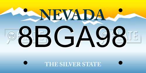 8BGA98 Nevada License Plate