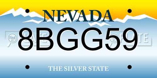 8BGG59 Nevada License Plate
