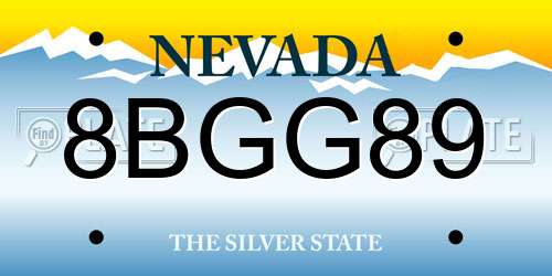 8BGG89 Nevada License Plate
