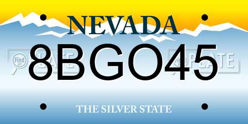 8BGO45 Nevada License Plate