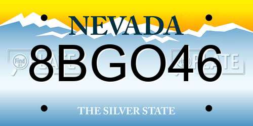 8BGO46 Nevada License Plate