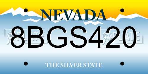 8BGS420 Nevada License Plate