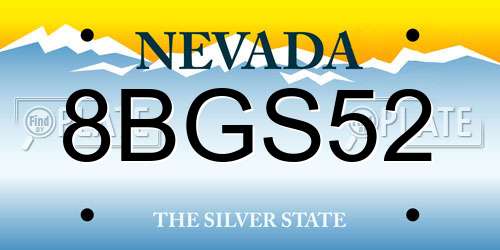 8BGS52 Nevada License Plate