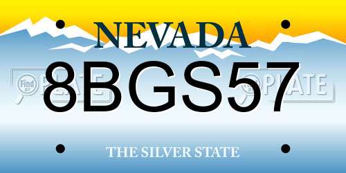 8BGS57 Nevada License Plate