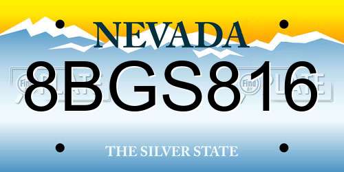 8BGS816 Nevada License Plate