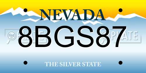 8BGS87 Nevada License Plate