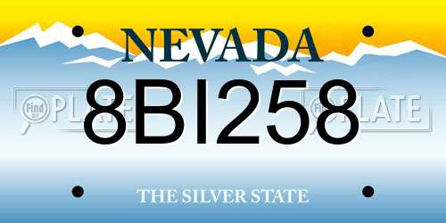 8BI258 Nevada License Plate
