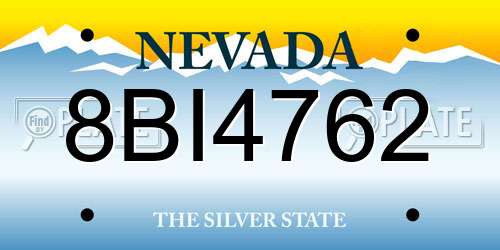8BI4762 Nevada License Plate