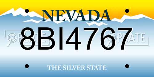 8BI4767 Nevada License Plate