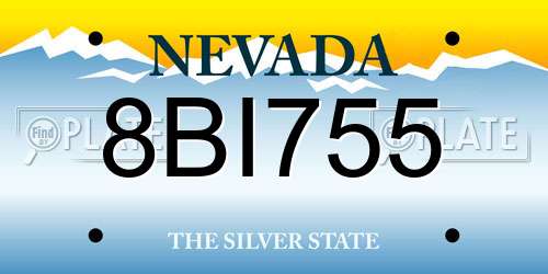 8BI755 Nevada License Plate