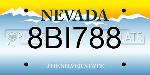 8BI788 Nevada License Plate