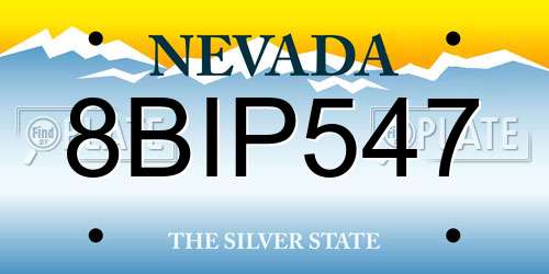 8BIP547 Nevada License Plate