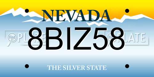 8BIZ58 Nevada License Plate