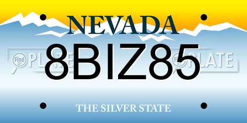 8BIZ85 Nevada License Plate