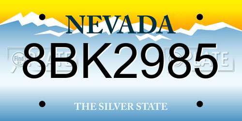 8BK2985 Nevada License Plate