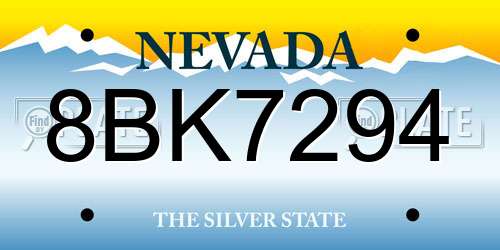 8BK7294 Nevada License Plate