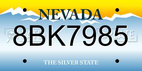8BK7985 Nevada License Plate