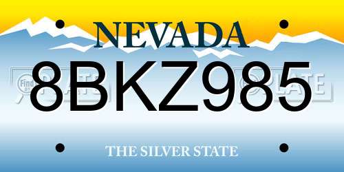 8BKZ985 Nevada License Plate
