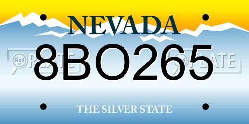 8BO265 Nevada License Plate