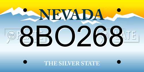 8BO268 Nevada License Plate