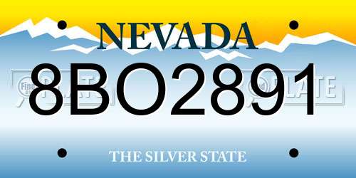 8BO2891 Nevada License Plate