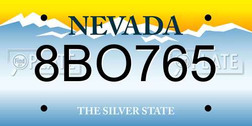 8BO765 Nevada License Plate