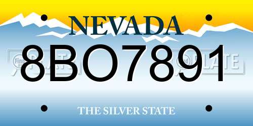 8BO7891 Nevada License Plate