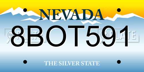 8BOT591 Nevada License Plate