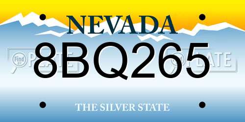 8BQ265 Nevada License Plate