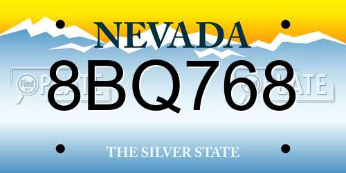 8BQ768 Nevada License Plate