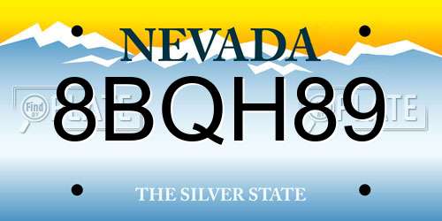 8BQH89 Nevada License Plate