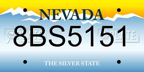 8BS5151 Nevada License Plate