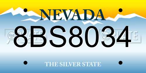 8BS8034 Nevada License Plate