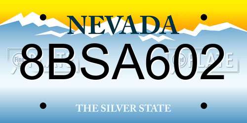 8BSA602 Nevada License Plate